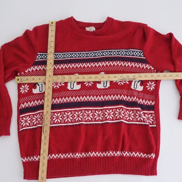 Dockers Red White Polar Bear Winter Cotton Chunky Knit Crewneck Sweater Large - Picture 3 of 10